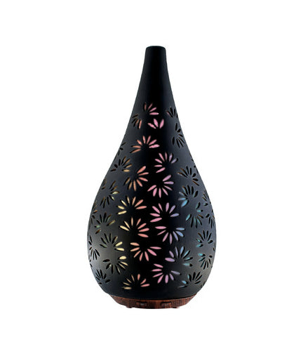Diffuseur d'aromathérapie ultrasonique en pierre céramique noire avec couleur rotative - Now